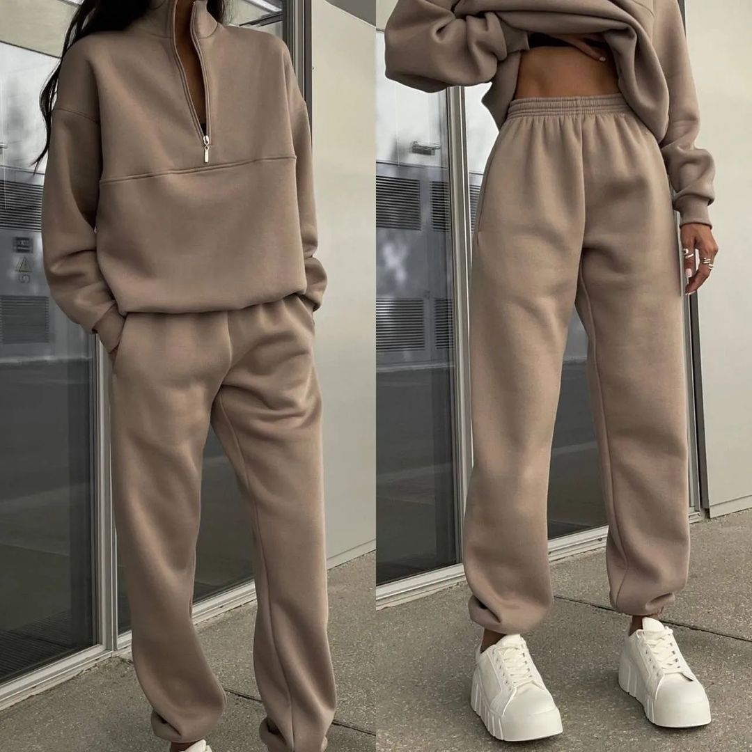 2023 European and American Clothing New Amazon Versatile Casual Fashion Thickeneded Long-Sleeved Sweatshirt and Pants Two-Piece Suit
