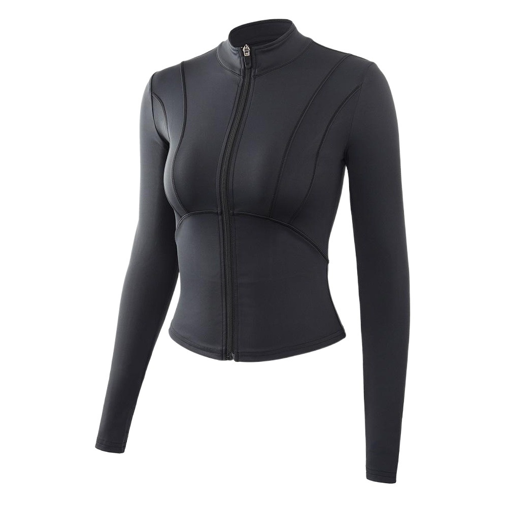 Autumn New European and American Nude Stand-Up Collar Sports Outwear Slim Fit Yoga Wear Women's Zipper Long-Sleeved Fitness Top
