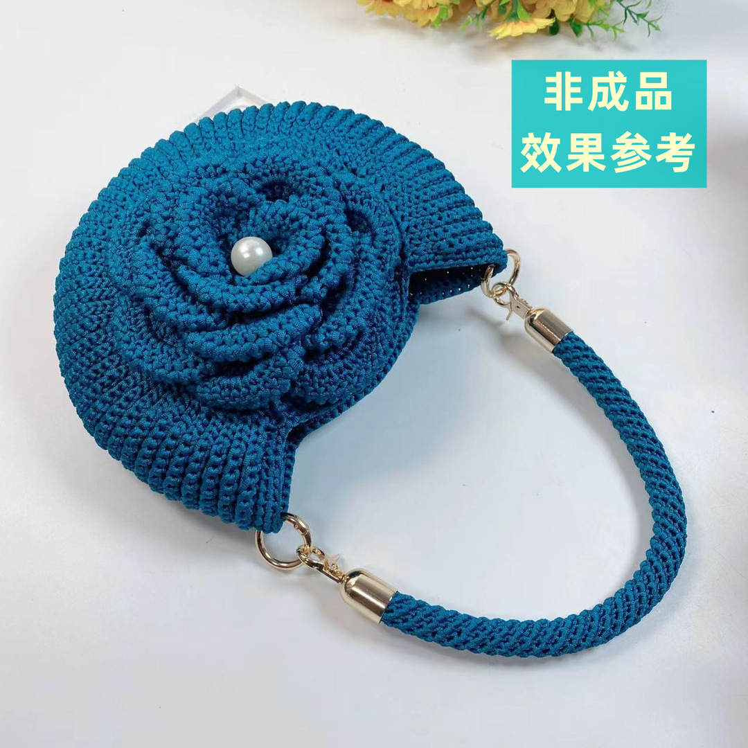 Picture of Spring and Summer peony hand bag crocheted material package ice hemp thread