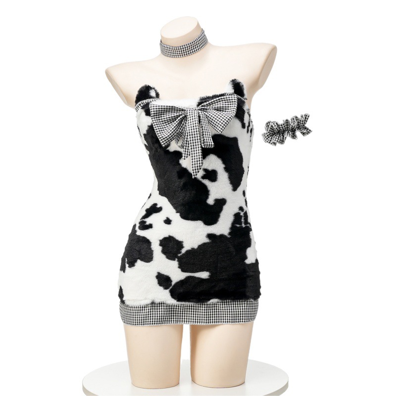 Sexy cow bear Dress cute girl hip skirt pajamas home wear cute maid nightdress C2047