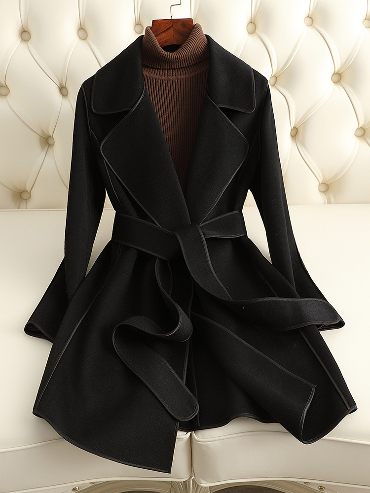 Picture of 2025 New Double-Sided Cashmere Coat Women's Mid-Length Slim Small Fragrance Style Woolen Coat Women's High-End