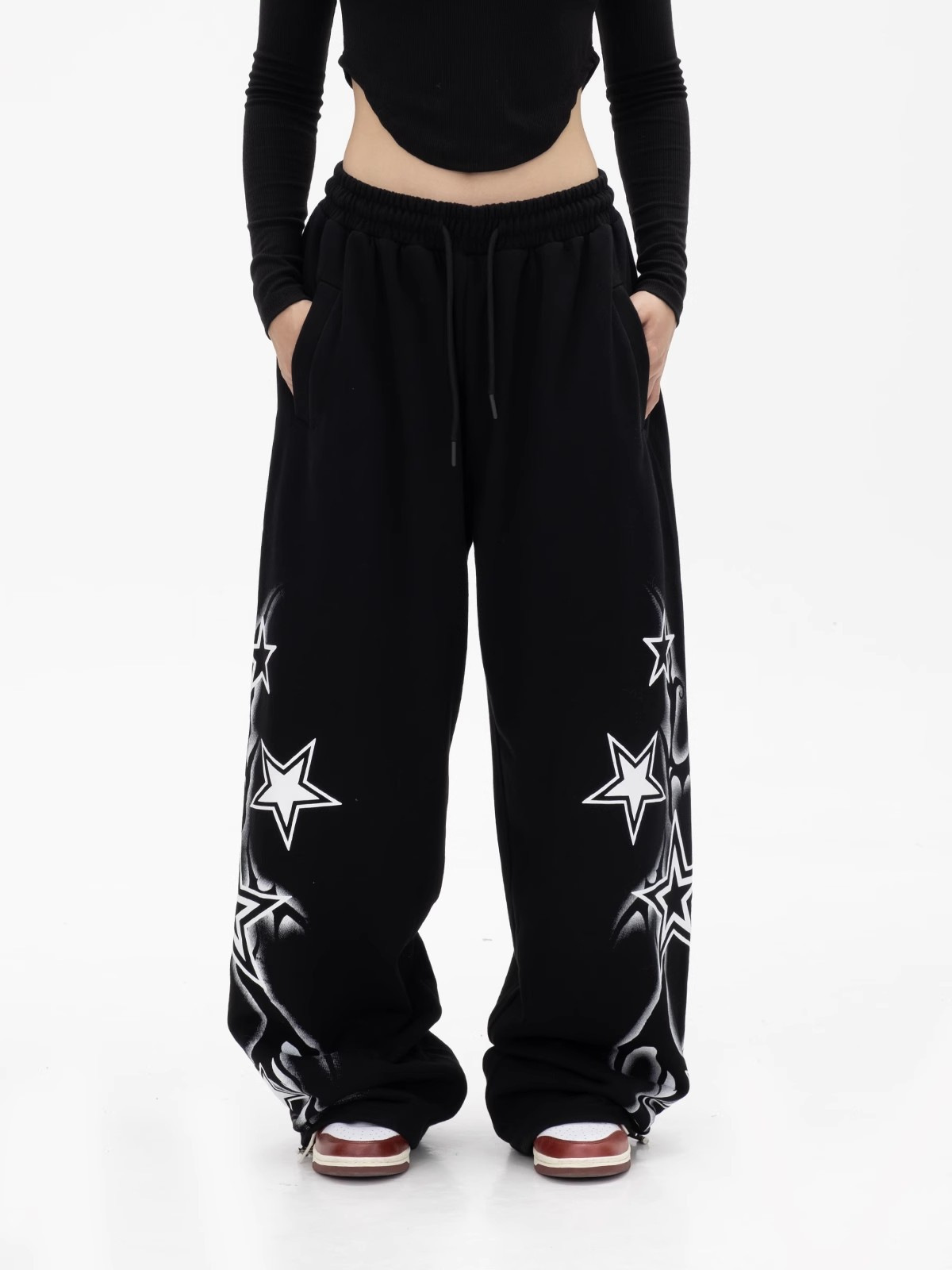 Cross Border American Grey Hip Hop Sweatpants Dame Jazz Loose Casual Pants Hiphop Dancing Straight Leg Wide Leg Pants