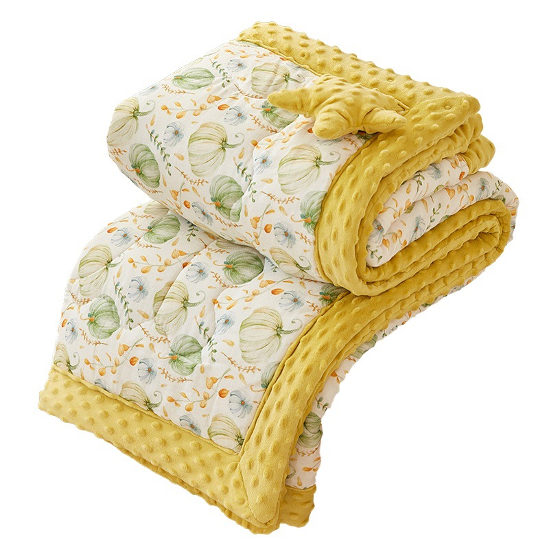 Original Class A autumn and winter New bamboo cotton gauze bean quilt soybean fiber printing bean velvet children's Four Seasons quilt