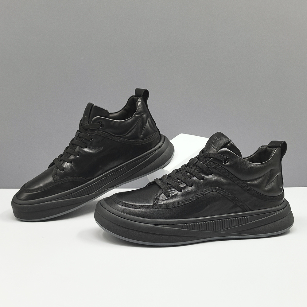 Genuine Leather Sneakers Men's Trendy All-match Casual Shoes with Crooked Head European Station Casual Shoes Light Luxury Cute Ugly Mango Shoes