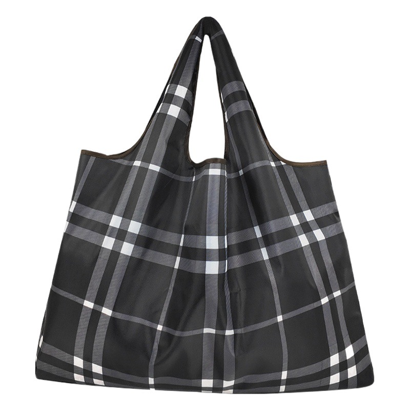 Plaid Environmental Bag Shopping Bag Portable Foldable Supermarket Shopping Bag Storage Oxford Cloth Bag Waterproof Storage Pocket