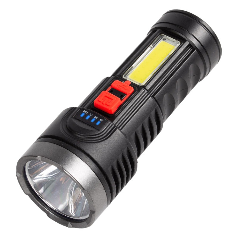 Strong light flashlight special force USB rechargeable LED fishing light outdoor multi-function lighting lamp power display