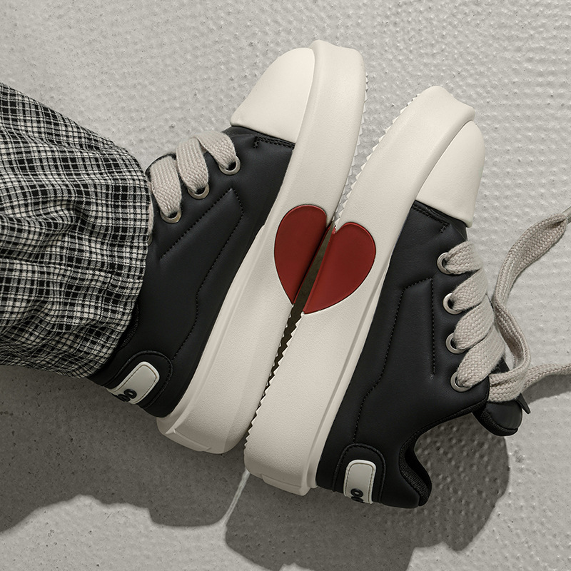 2024 Autumn and Winter White Shoes Men's Bread Shoes Trendy Shoes Men's and Women's Same Style Board Shoes Fashionable All-match Casual Shoes Thick Sole