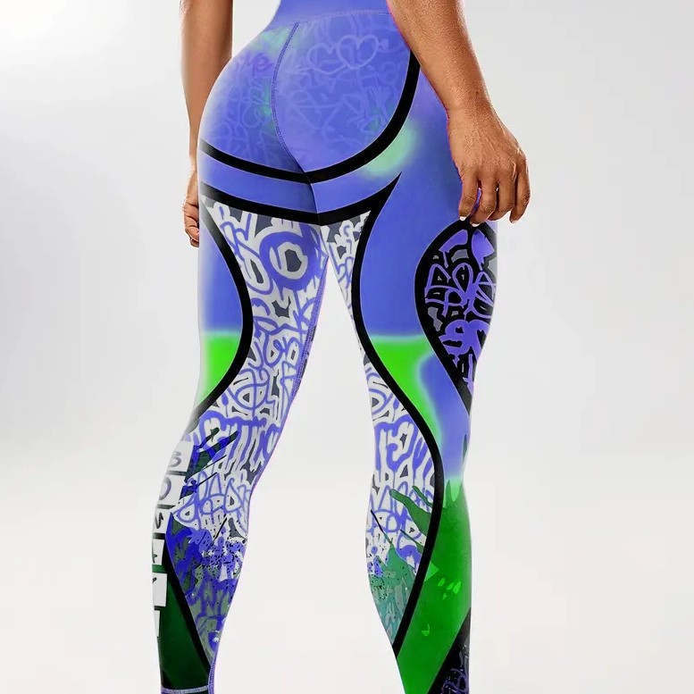 Cross-border plus size European and American Printed Yoga Pants Tight-fitting High Waist Hip-lifting Leggings High Elastic Slim-fit Sports Pants Yoga Clothing