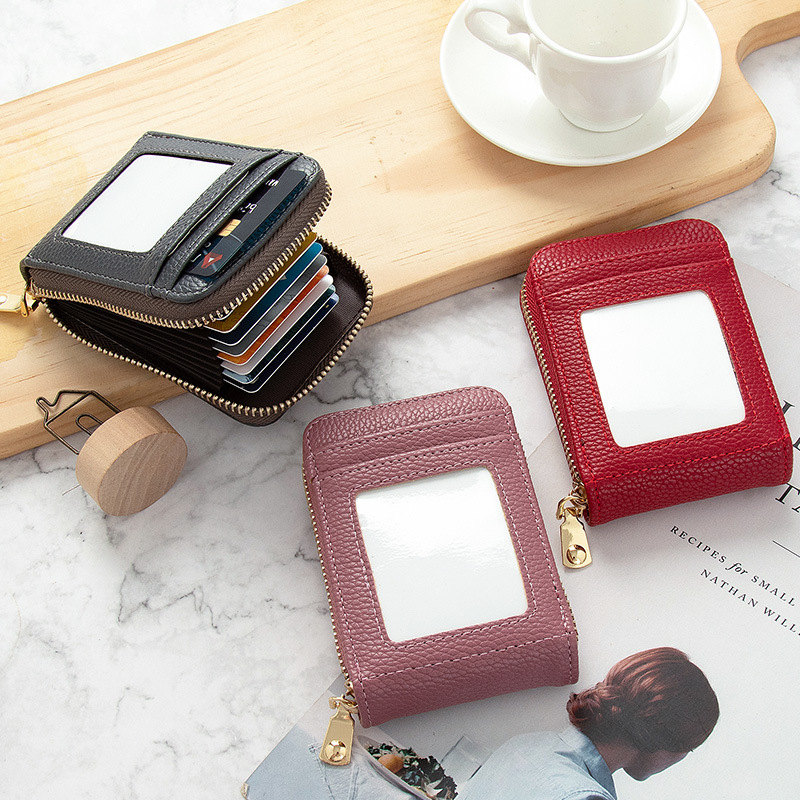 Picture of Card Bag Women's Korean-style New Anti-degaussing Solid Color Driver's License Mini Simple Multi-functional Compact Card Bag Card Cover for Women