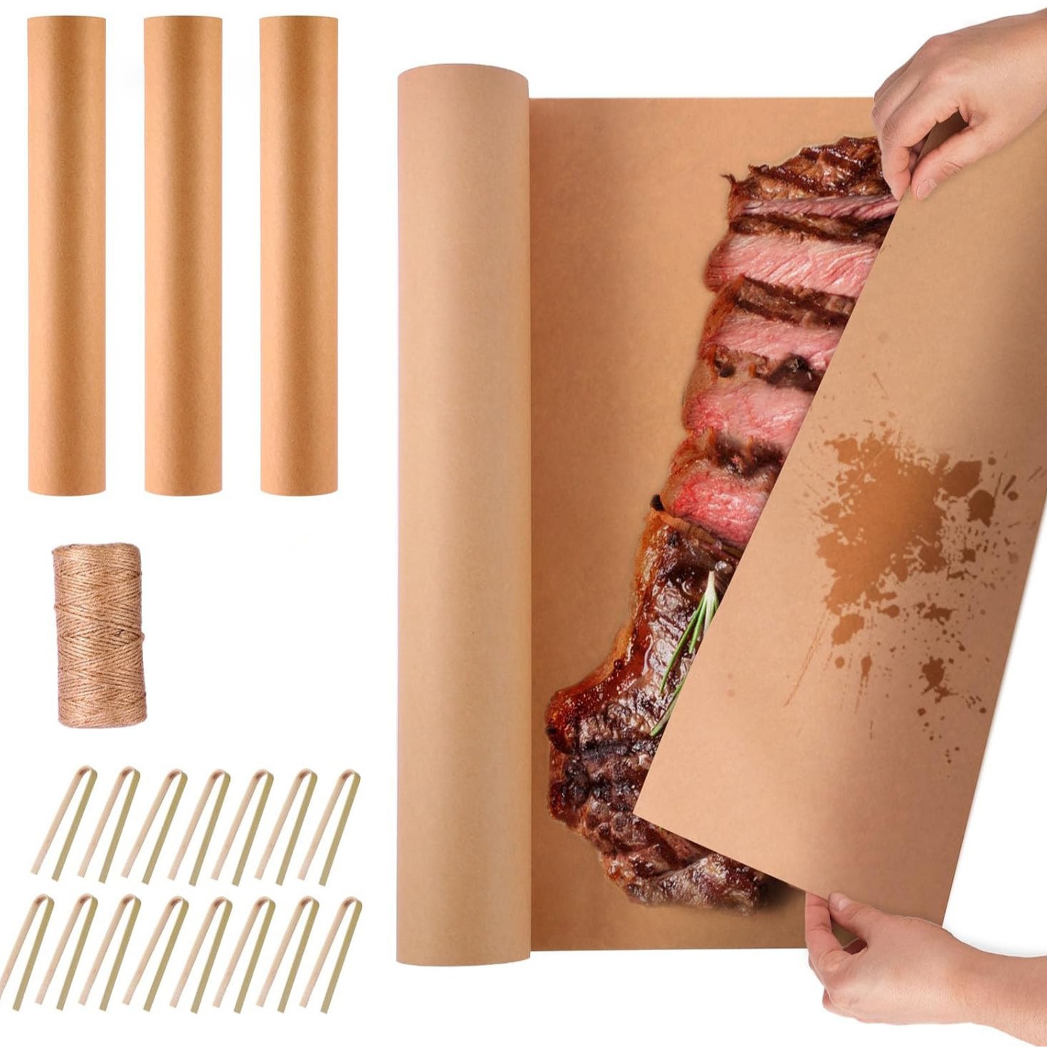 Food-Grade Butcher Paper, Oil-Proof and High-Temperature Resistant Meat Wrapping Paper, 30G-60G Oil-Proof Paper, Food-Grade Certified
