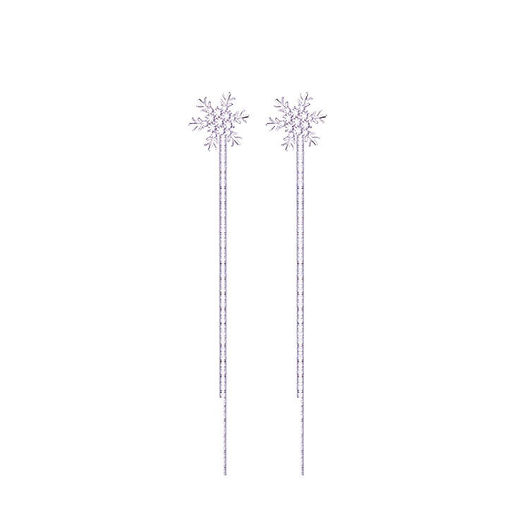 Picture of Korean S925 Silver Pin Fashion Earrings Long Tassel Snowflake Tassel Earrings Metal Texture Personality Elegant Earrings