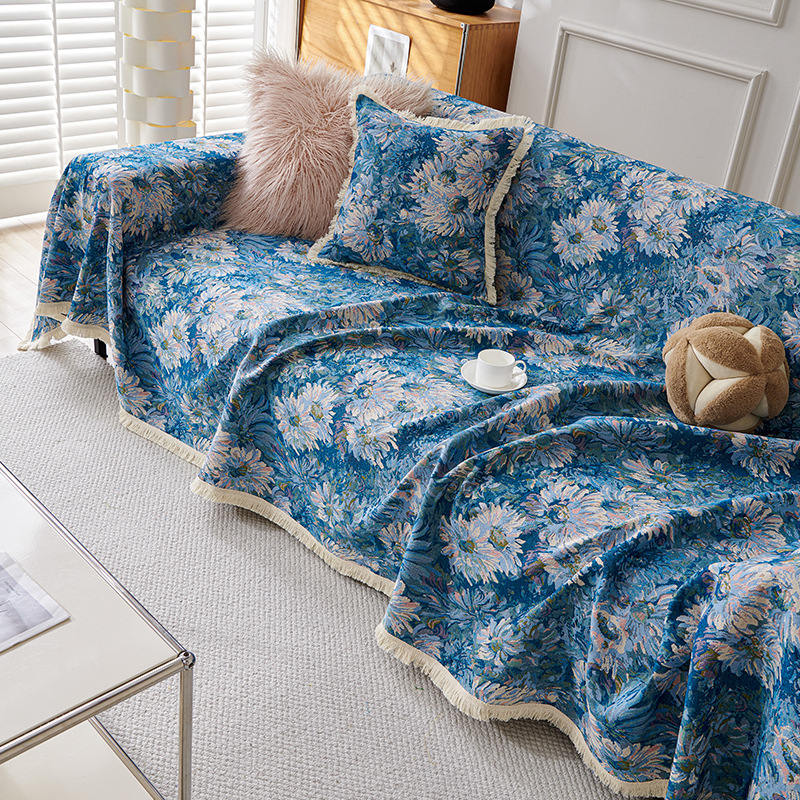 American Retro Cotton and Linen Sofa Towel One-piece Sofa Cover Cloth Four Seasons Universal Anti-cat Scratch Sofa Cover Blanket Cushion