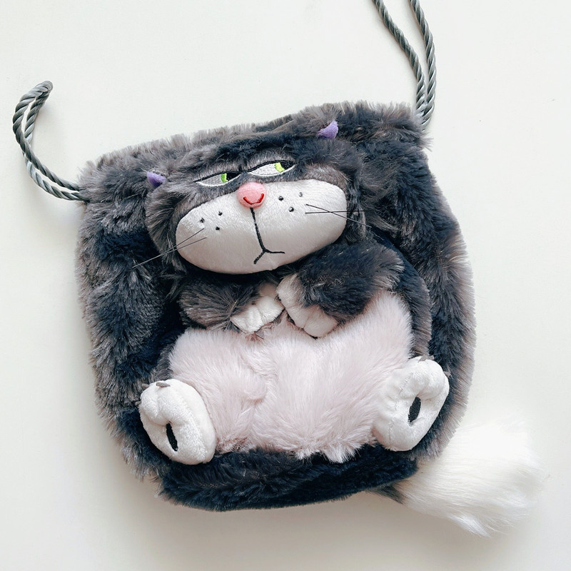 Picture of Japanese cartoon Lucifer bad cat cute fat Meow doll large capacity bundle pocket drawstring sundries bag
