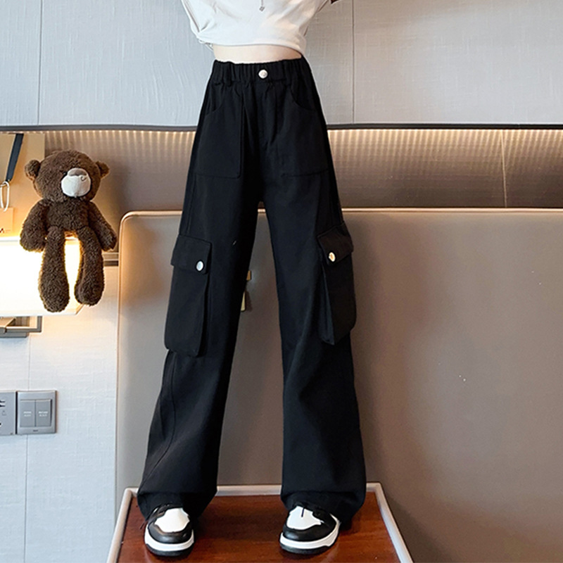 Picture of Girls' overalls spring and autumn 2024 new autumn and winter fleece-lined girls' pants children's autumn casual trousers