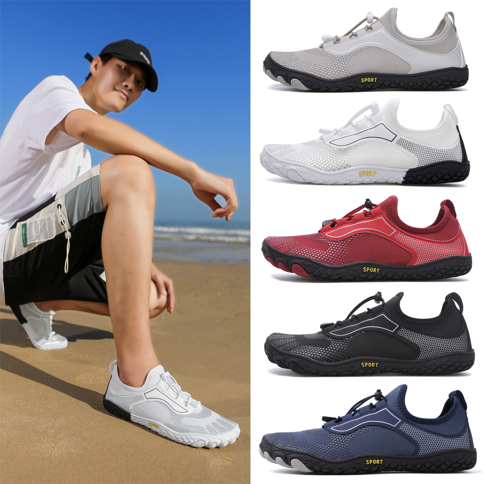 Cross-border Outdoor plus size Tracing Shoes Couple Fitness Hiking Shoes New European and American Five-finger Walking Wading Men's Shoes