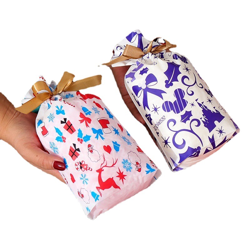Drawstring biscuit bag factory wholesale cross-border Christmas New Year food packaging gift bag apple candy drawstring bag
