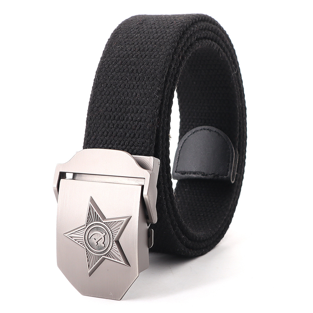 Picture of Soviet Union military emblem canvas belt belt thickened men's outdoor jeans tactical alloy manufacturers wholesale