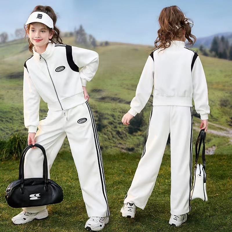 Girls' Outfit Autumn 2024 New Style Girls' Sports Spring Clothing for Middle School Students Fashionable for 12-Year-Old Girls