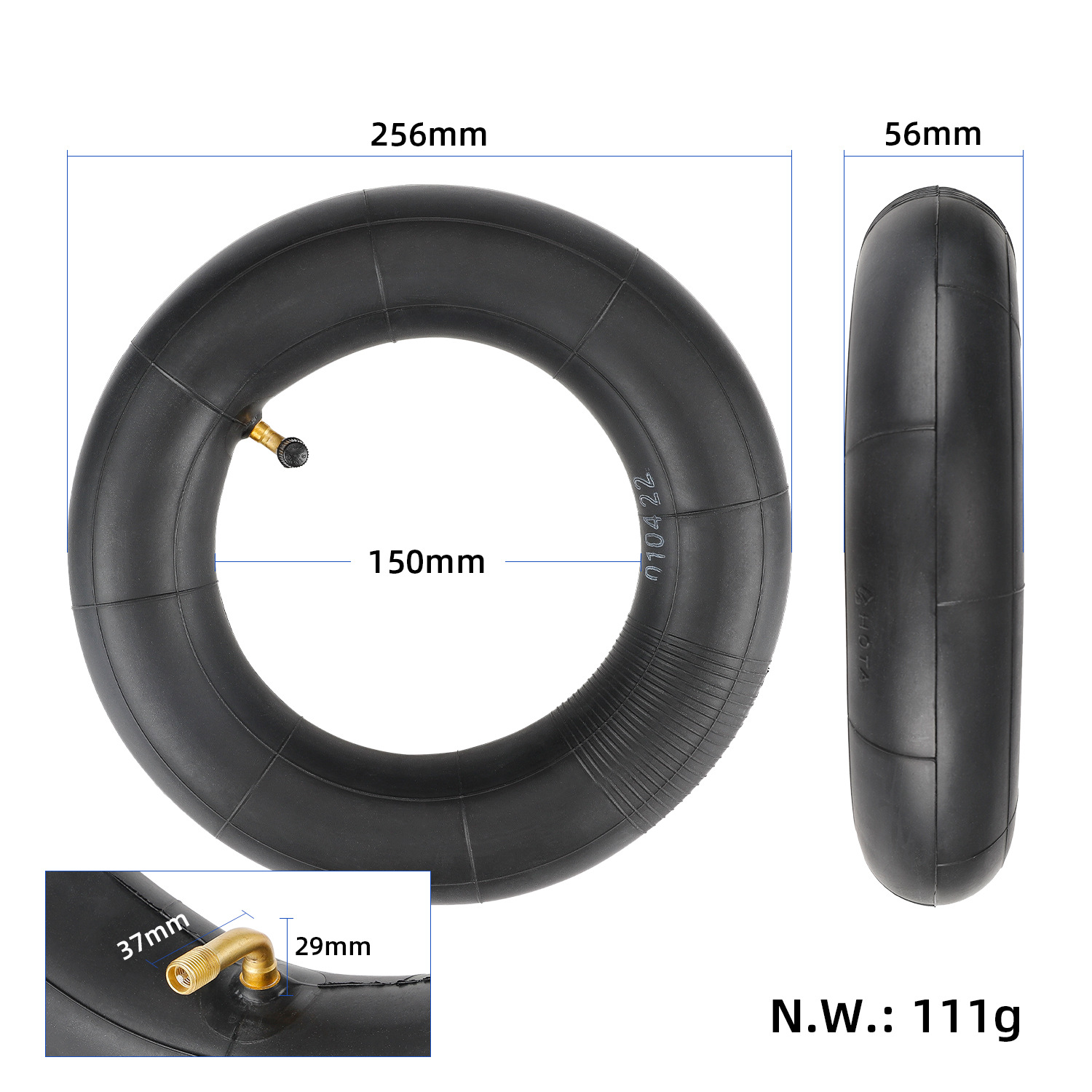 Picture of 10*2.5 inner tube 90 degree bent nozzle air nozzle is suitable for Zero 10X and VSETT electric scooter air tire inner tire