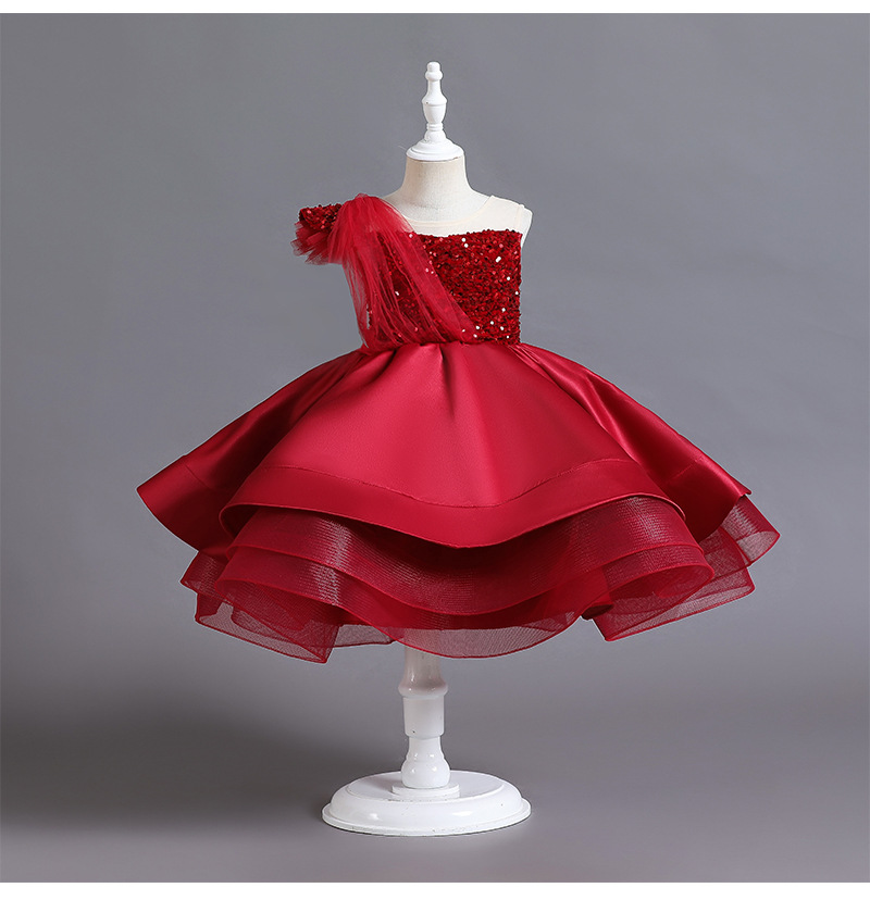 Picture of Children's Princess Dress Catwalk Tutu Skirt Girls' One-Year-Old Dress Sequined Piano Performance Dress Evening Dress Cross-Border Hot Sale