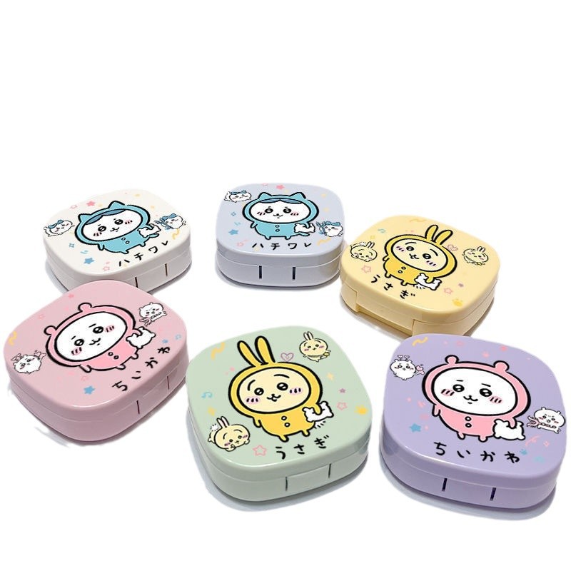 Picture of With mirror] contact lens box beautiful pupil box portable portable care box storage box advanced glasses companion box