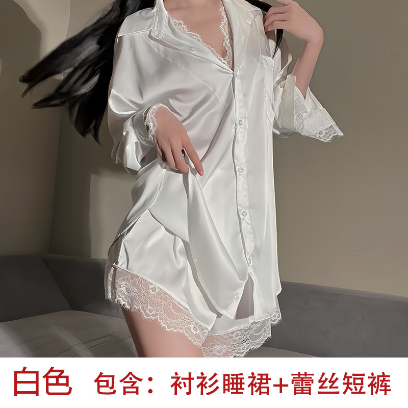 Picture of Ziqu boyfriend style shirt sexy plus size sexy pajamas pure desire women's thin nightdress home wear suit 6161