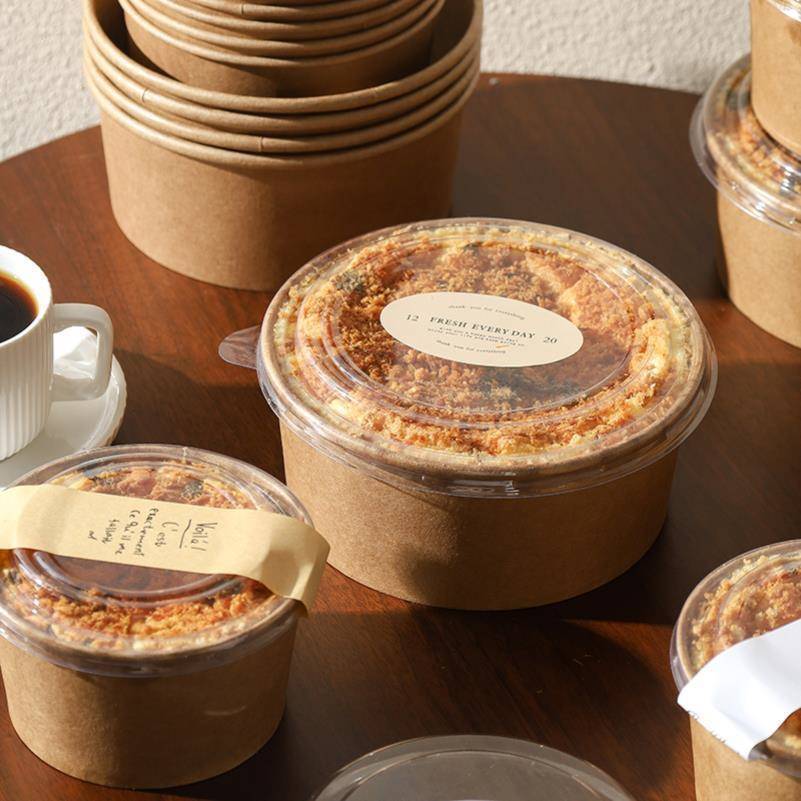 Qifeng cake disposable paper bowl holding bowl cake box 6 inch baking mold durian lasagna thick packing box