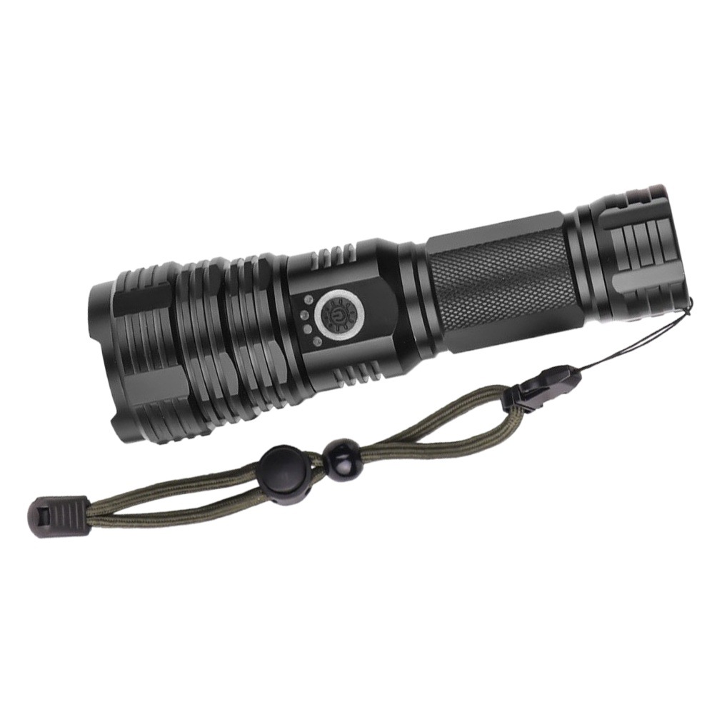 Cross-border new telescopic zoom XHP70 strong light Flashlight LED outdoor multi-function rechargeable lighting flashlight