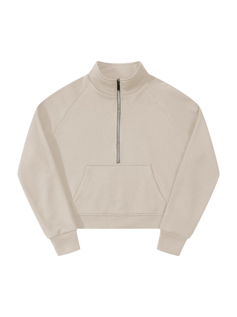 Picture of Foreign Trade European and American Raglan Sleeve Sweater Women's Autumn and Winter Fleece Loose Jacket Semi-Zipper Shirt with Vertical Collar Foreign Trade Long Sleeve Sweater