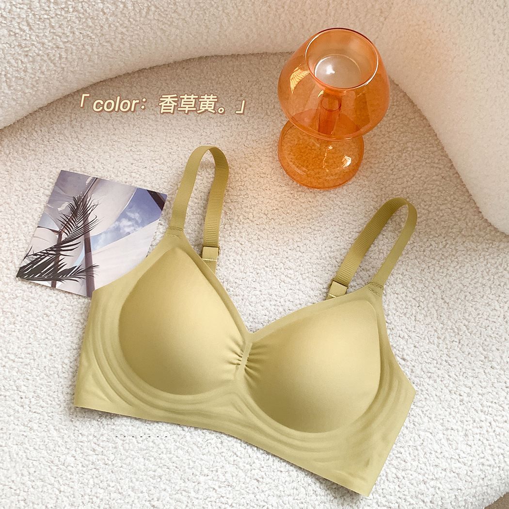Picture of New Naked Soft Support Underwear Women's Pleated Comfortable Sleep Push-up Anti-sagging Bra without Steel Ring