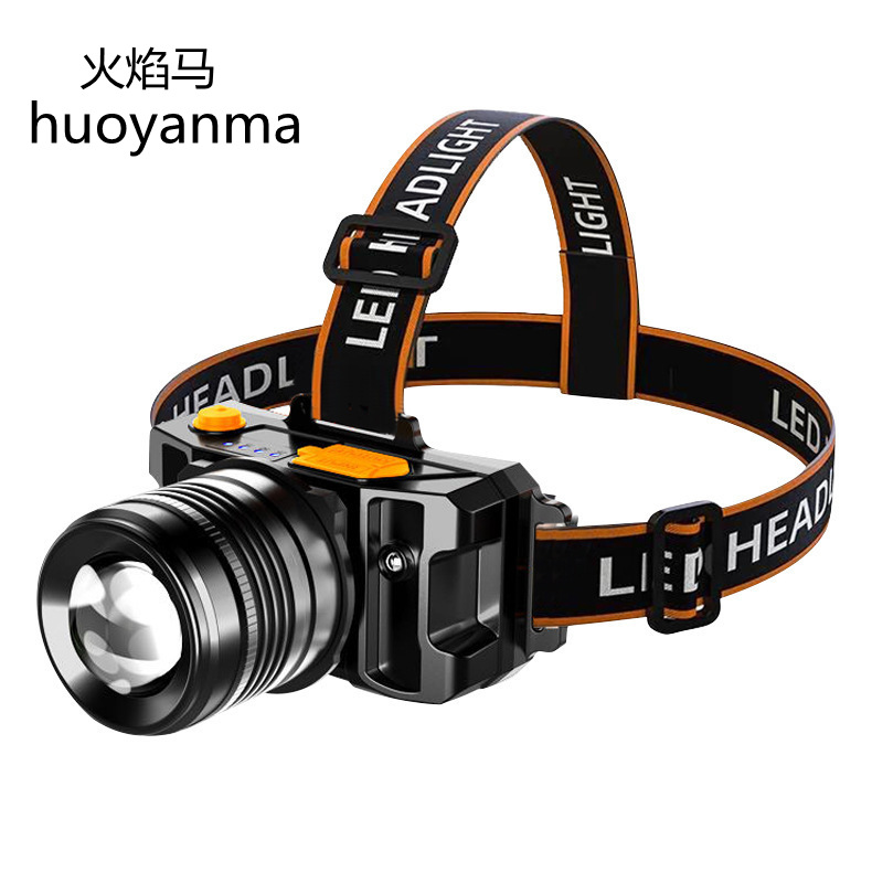 Cross-border three-light source wearing head wearing LED power display charging treasure home outdoor night fishing night riding three-light headlight