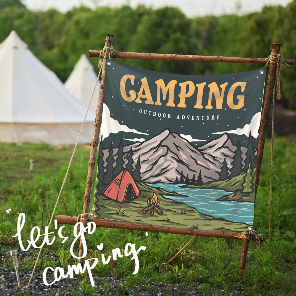 Camping Hanging Cloth Background Cloth Ins Wind Hanging Cloth Camping Equipment camping Outdoor Aesthetic Decorative Cloth Camping Tapestries