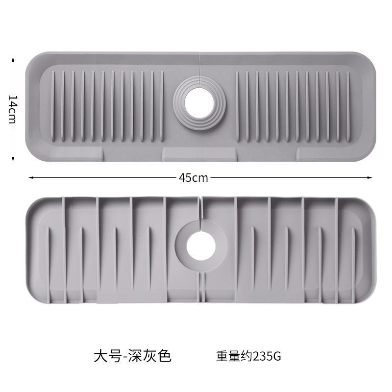 Picture of Faucet silicone draining mat household kitchen countertop sink cutting draining storage mat lengthened draining rack