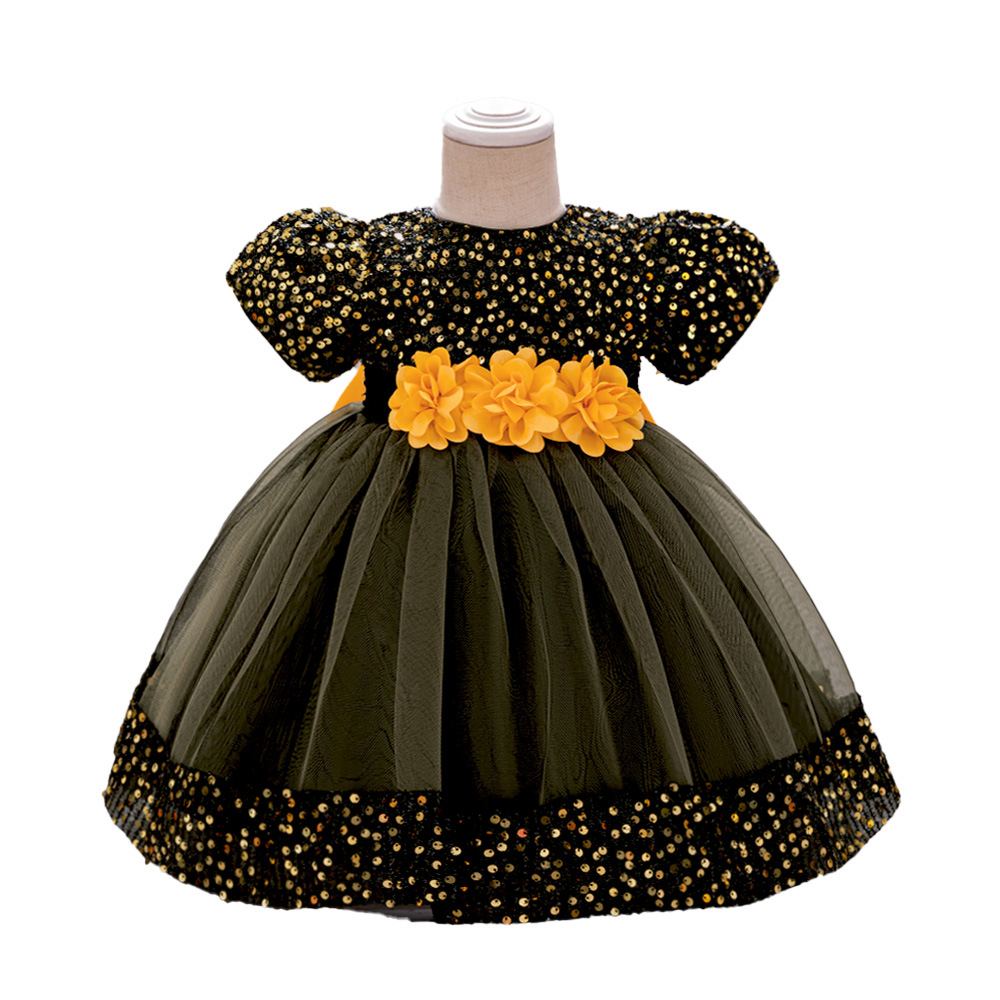 Picture of Foreign Trade Cross-border New Children's Princess Dress Sequin Mesh Girls' Wedding Dress Host Performance Dress