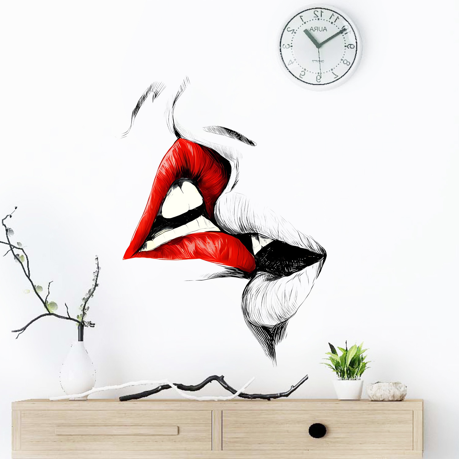 Cross-border Amazon foreign trade love romantic Valentine's Day holiday celebration lip stickers decorative wall stickers wholesale