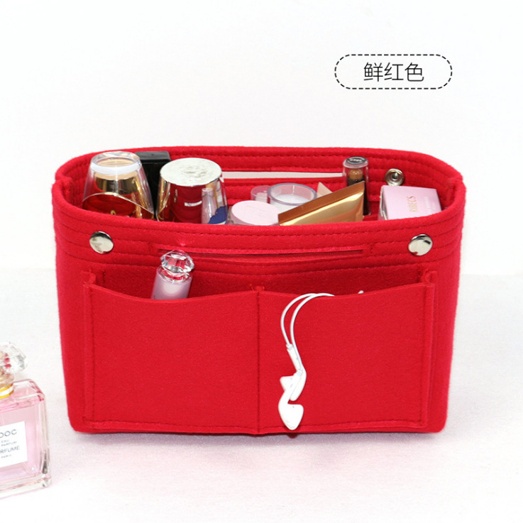 Picture of Factory wholesale felt cosmetic bag multi-functional Women's Travel liner bag large capacity felt snap storage bag
