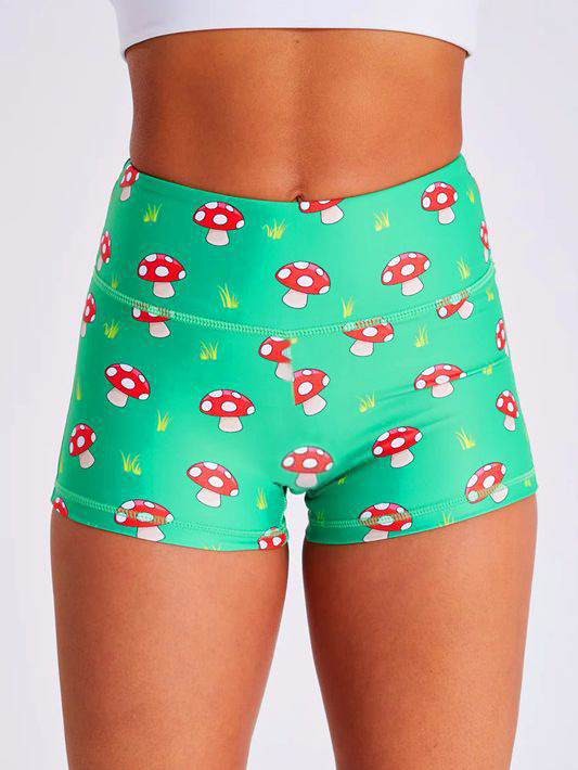 Cross-border foreign trade color printing dopamine sports fitness three-point shorts yoga clothes elastic slimming belly contracting hip lifting