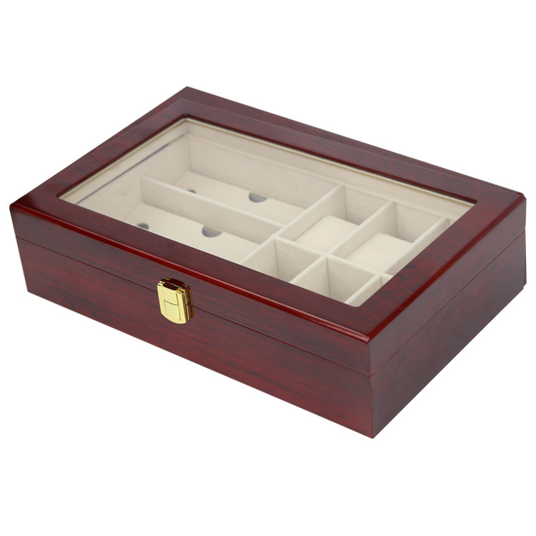 Picture of in stock Wholesale High Gloss Paint Watch Glasses Storage Display Box Paint Watch Glasses Gift Box Paint Wooden Box