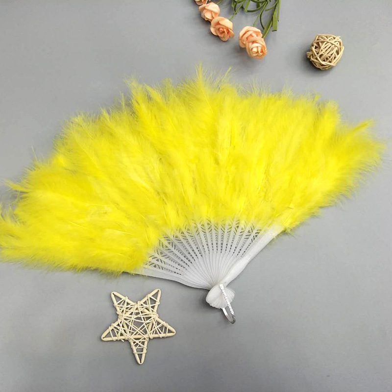 Halloween dance peacock feather fan dance performance props color feather folding fan turkey feather color fan