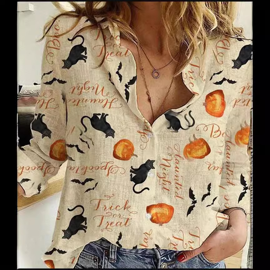 2025 New Amazon European and American Foreign Trade Women's Printed Tops and Shirts in Stock