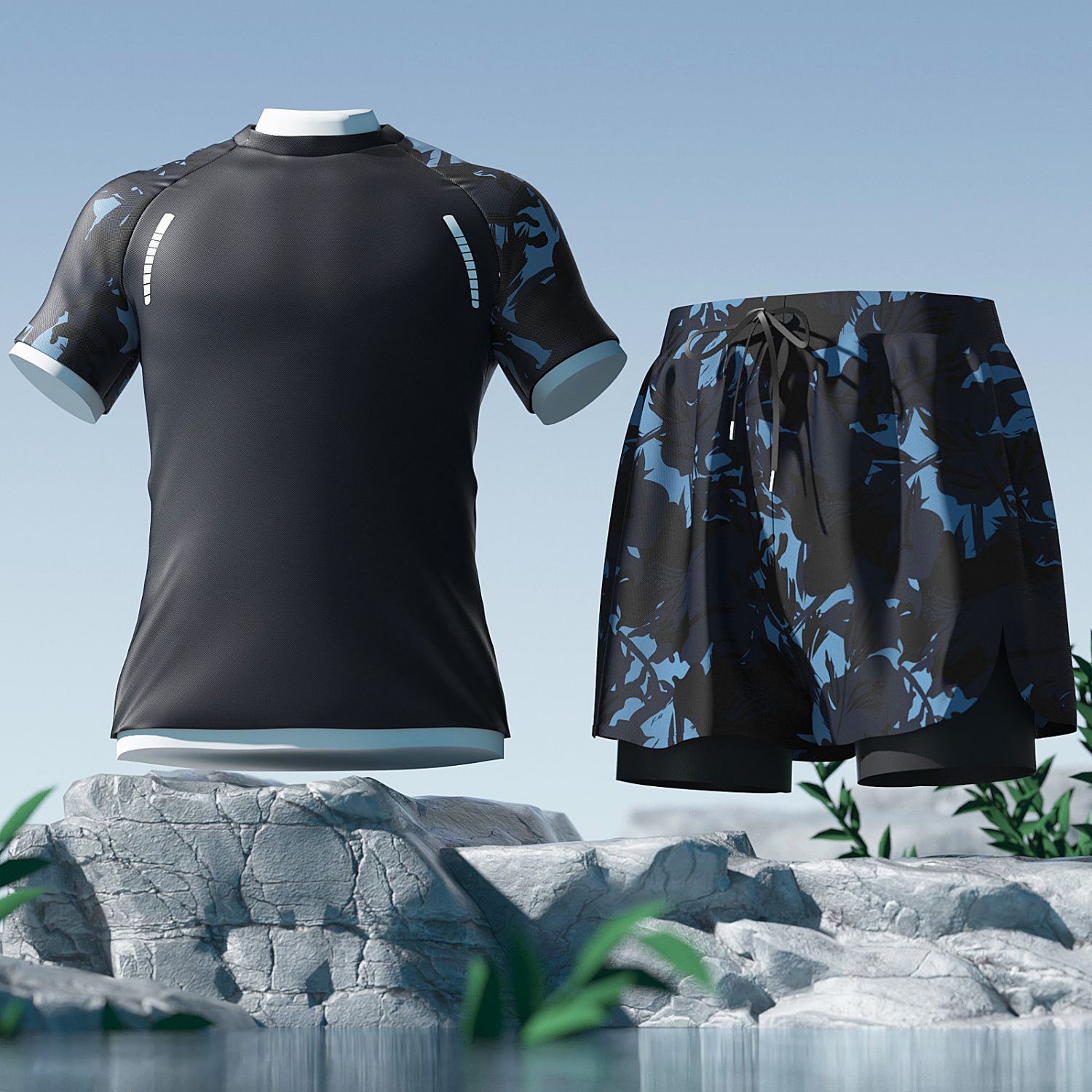 Picture of Men's Swimsuit 2025 New Style Comfortable, Breathable and Fashionable Printed Double-Layer Anti-Embarrassment Slim Quick-Drying Hot Spring Swimsuit
