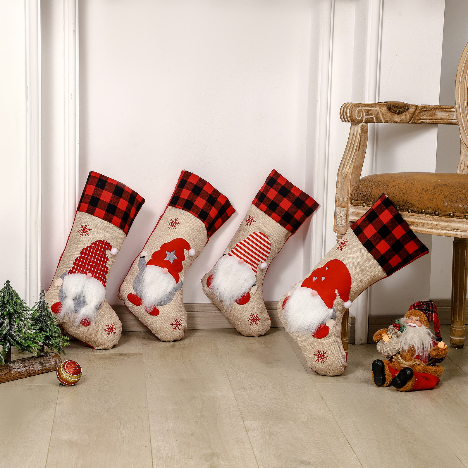Picture of Christmas cross-border new Nordic style gnome Faceless Old man Christmas stocking gift bag Christmas decorations