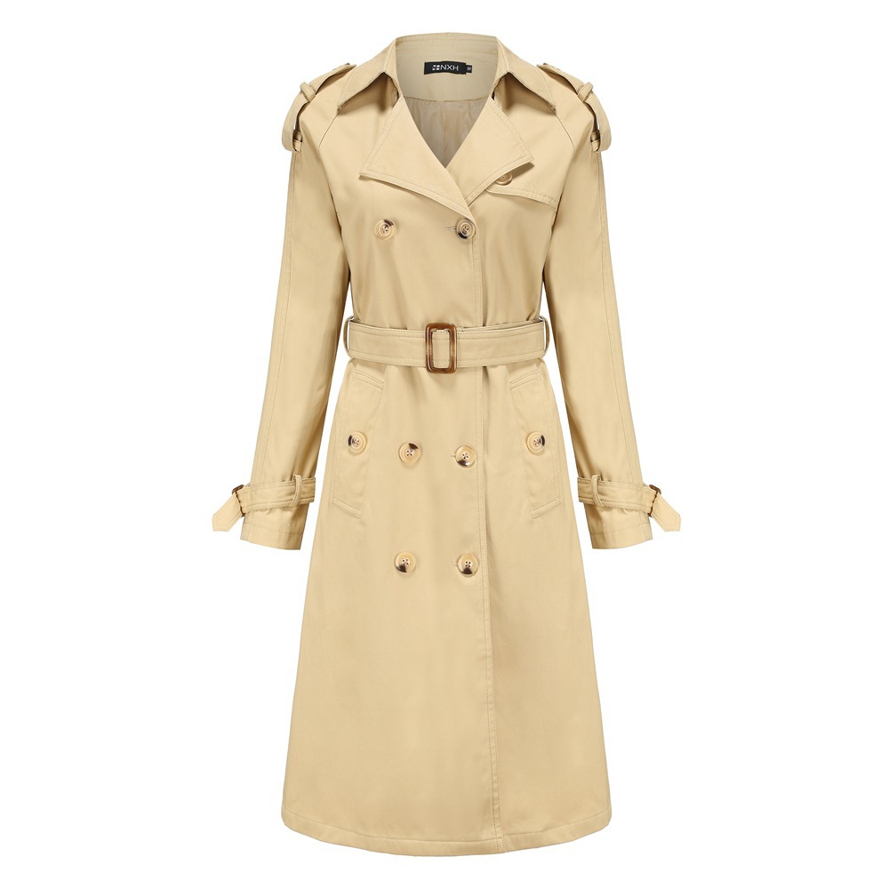 Picture of Russia Hot selling women's Russian temperament girl elastic waist suit collar trench coat jacket