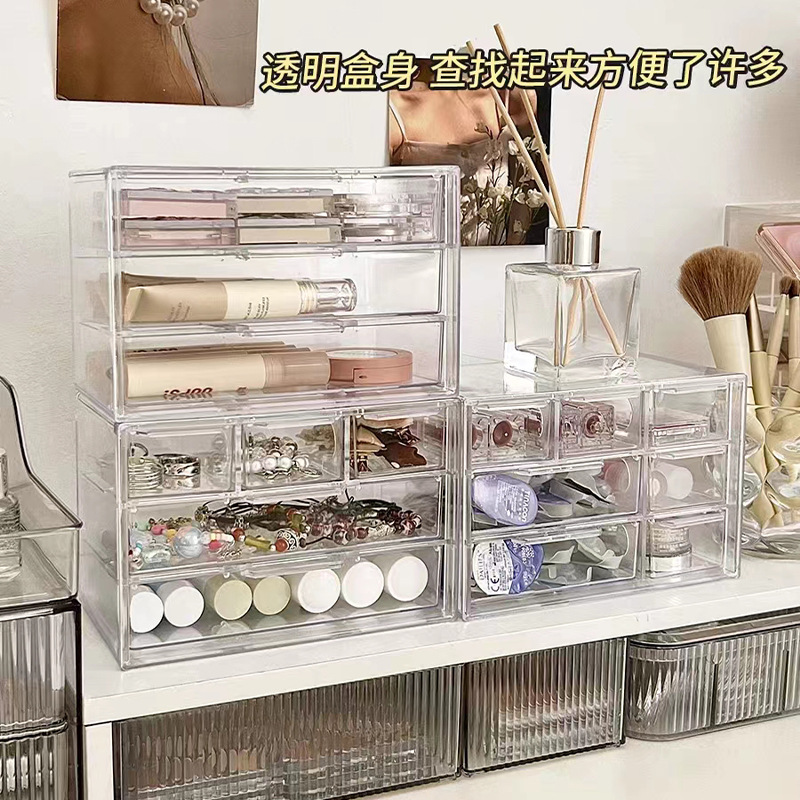 Picture of Transparent 357 Palace Dust-proof Drawer-type Storage Box Stationery Jewelry Seven Palace Cosmetic Storage Rack