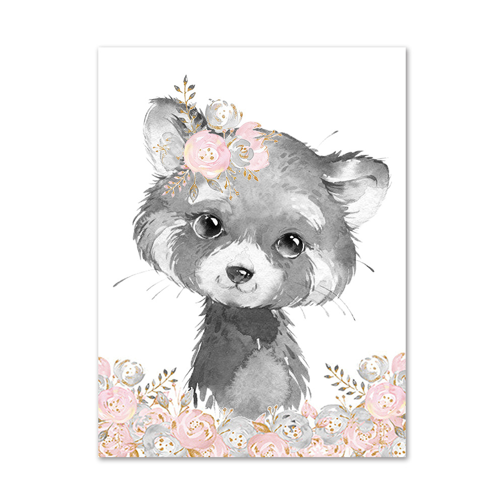 Picture of Cartoon animal Children Baby English letters Custom Baby Name bedroom canvas hanging painting decorative painting core