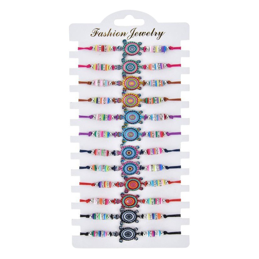 Bohemian Alloy Oil Painting Soft Clay Animal Woven Bracelet European and American Children's 12-Piece Set Personalized Trend