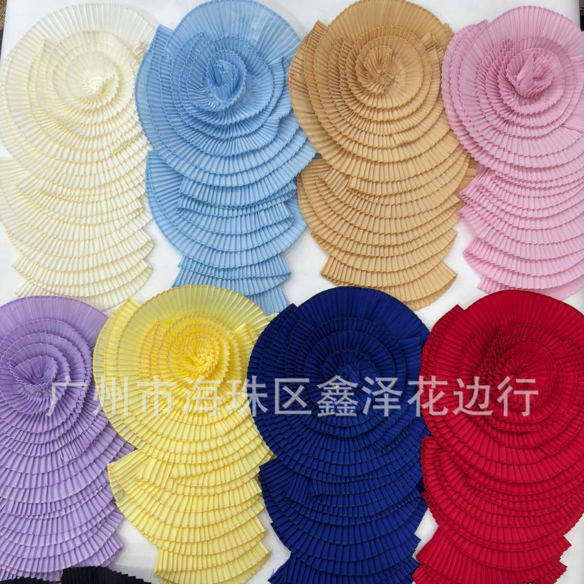 European and American Handmade Pleated Flower high quality Fold Handmade Large Flower Three-dimensional Flower Curling Flower DIY Swimsuit Clothing