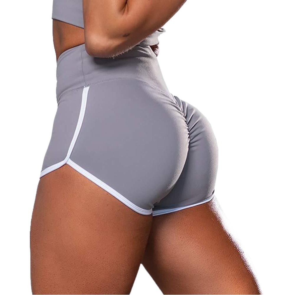 2020 New Summer European and American Foreign Trade Women's Large Size Sexy Solid Color High Waist Sports Running Tight Hip Shorts
