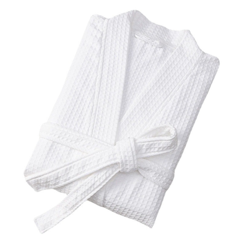 Thin polyester brocade hotel nightgown hotel bathrobe spring and summer waffle bathrobe for men and women couples embroidered word factory wholesale
