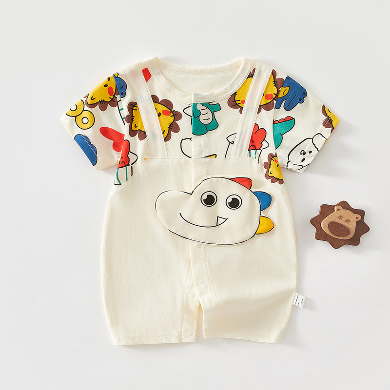 Picture of Baby's jumpsuit summer thin cotton newborn clothes for boys and girls baby super cute climbing clothes cute short sleeve ha clothes